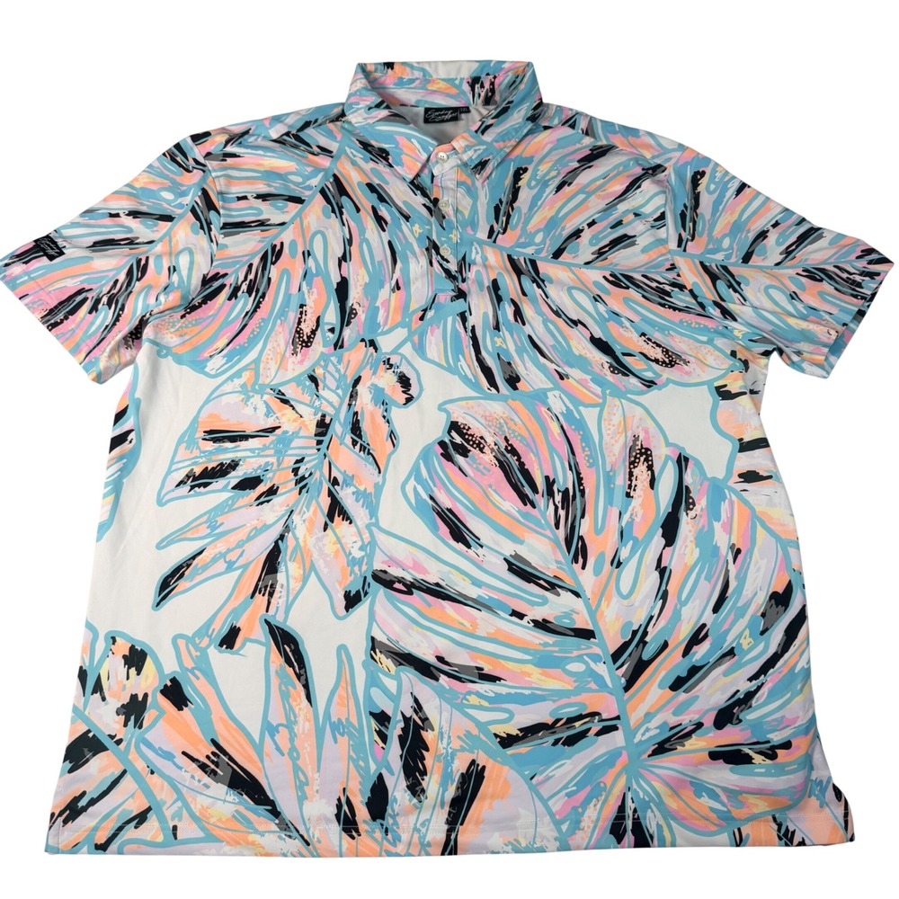 Sunday Swagger Golf Polo Mens 2XL Tropical Palm Performance Resort Shirt